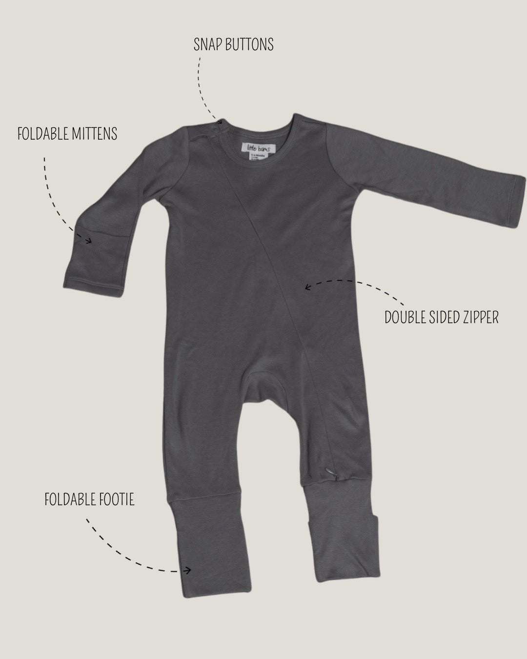 Sleepsuit in Neutral Grey